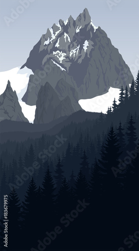 vector morning in beautiful mountains