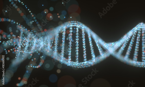 Colorful DNA molecule. Concept image of a structure of the genetic code. photo