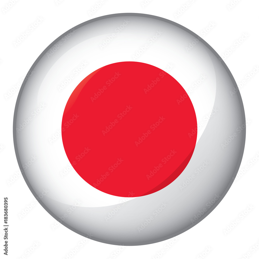Icon representing button flag of Japan. Ideal for catalogs of institutional materials and geography Icon representing button flag of Japan. Ideal for catalogs of institutional materials and geography