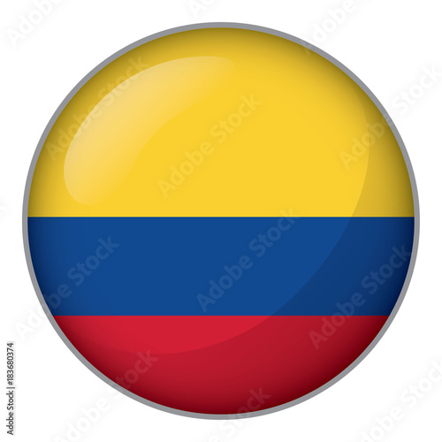 Icon representing button flag of Colombia. Ideal for catalogs of institutional materials and geography