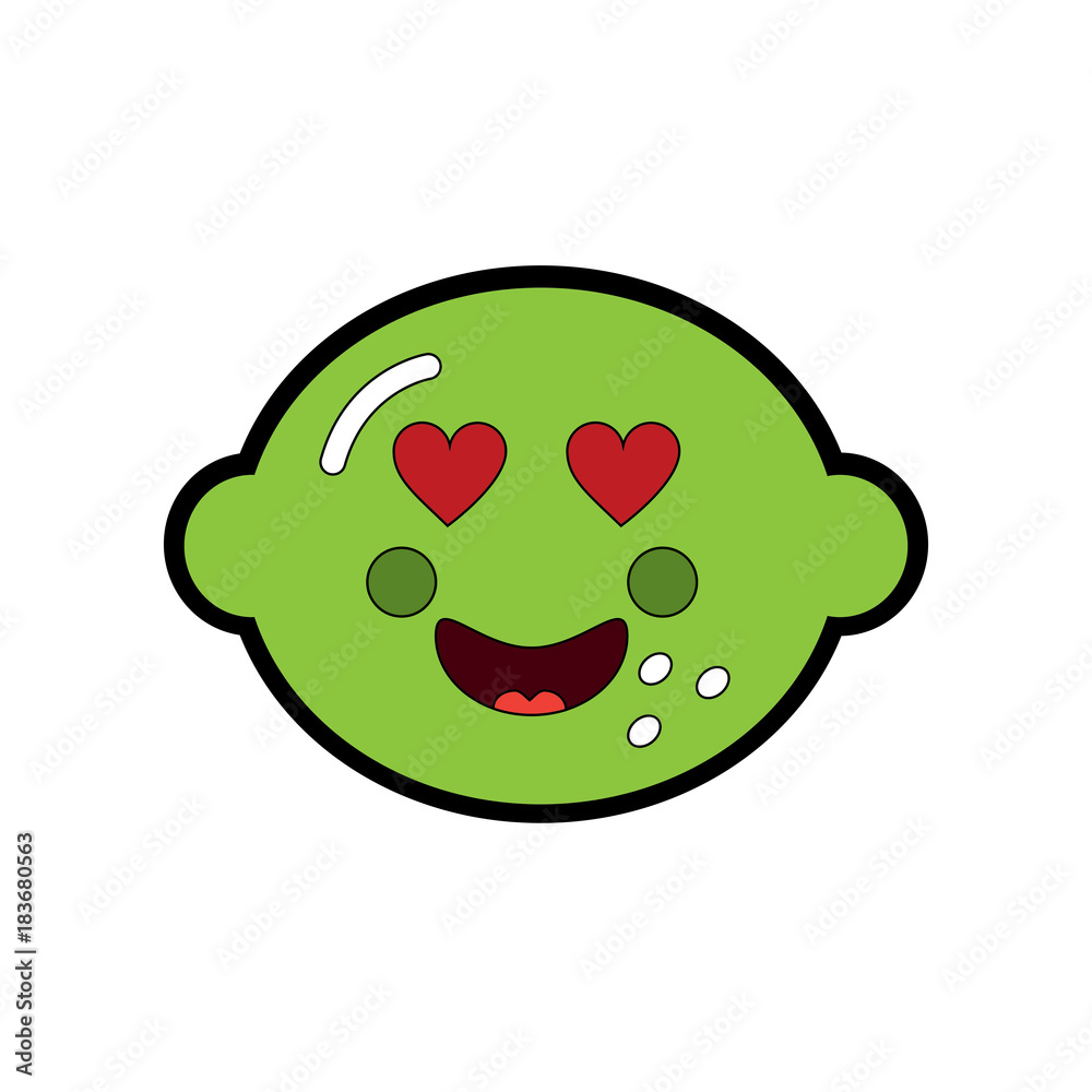 lime or lemon in love heart eyes fruit kawaii icon image vector illustration design 