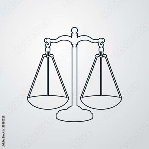 Icono plano linea balanza en fondo degradado