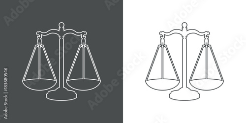 Icono plano linea balanza gris y blanco