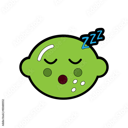 lime or lemon sleeping fruit kawaii icon image vector illustration design 