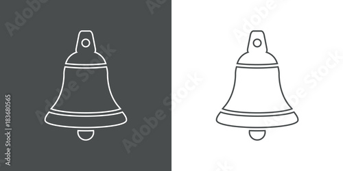 Icono plano campana lineal gris y blanco