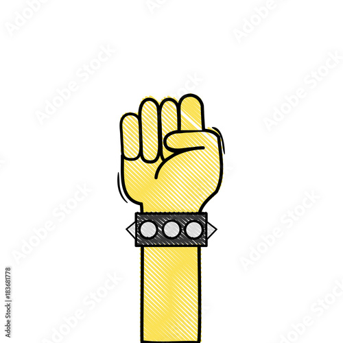 grated hand with bracelet and oppose gesture symbol