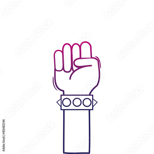 color line hand with bracelet and oppose gesture symbol