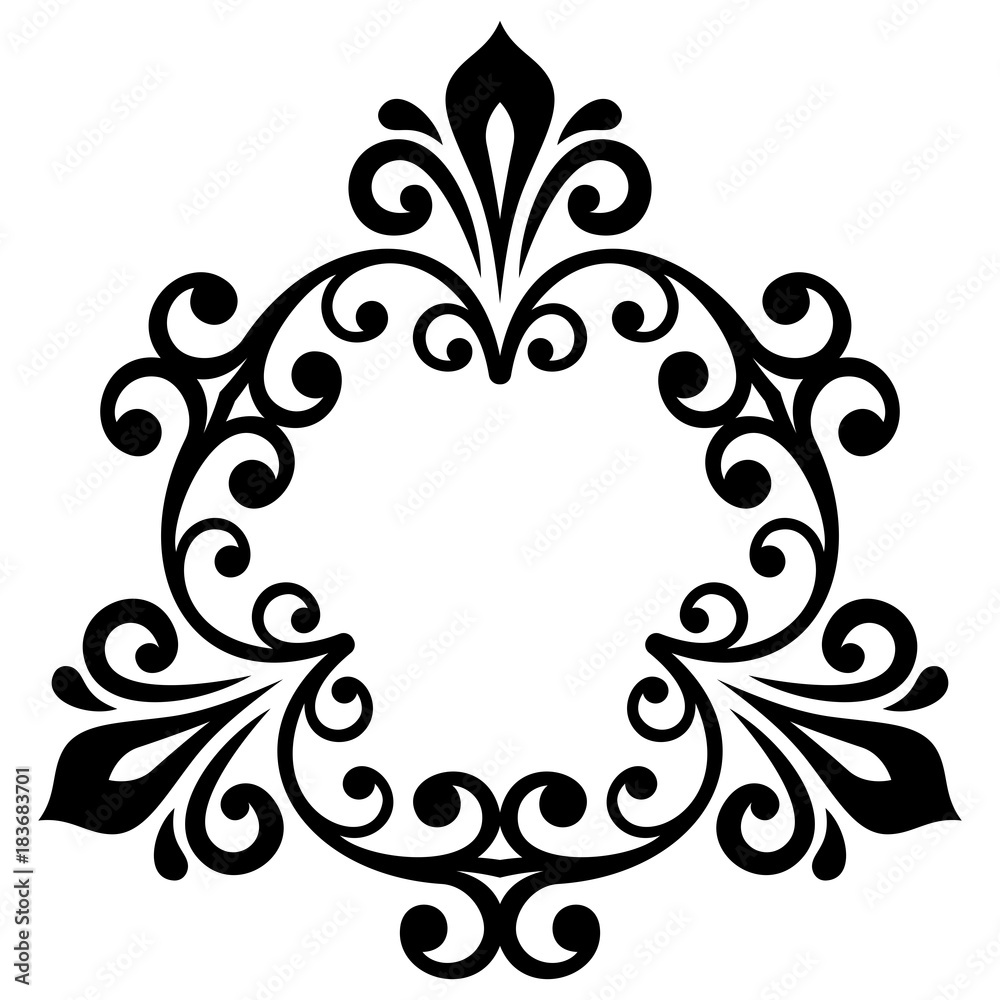 Elegant black and white ornament in classic style. Abstract traditional pattern with oriental elements, Classic vintage pattern