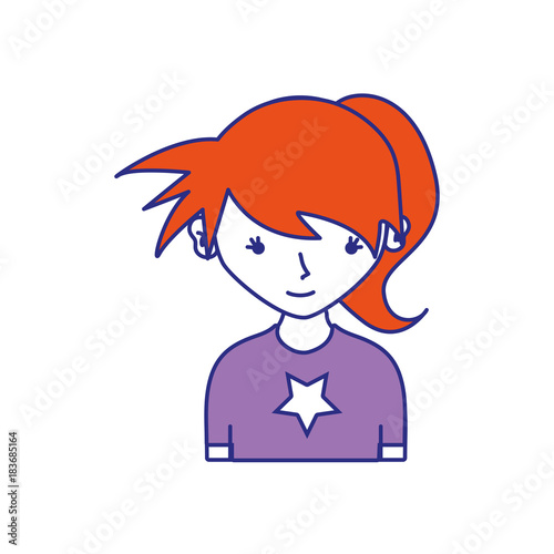 full color girl rocker with blouse and hairstyle design
