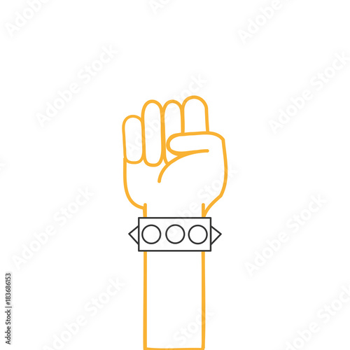 color line hand with bracelet and oppose gesture symbol