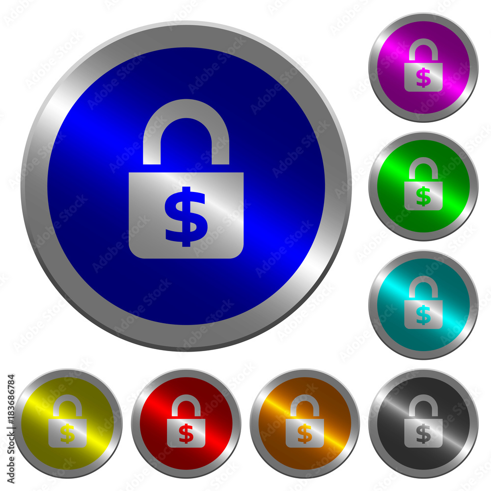 Locked Dollars luminous coin-like round color buttons Locked Dollars luminous coin-like round color buttons