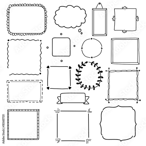 Hand drawn frame vector set. Wreath collection.