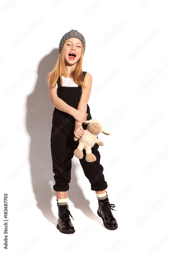 a little girl on a white background a little girl on a white background