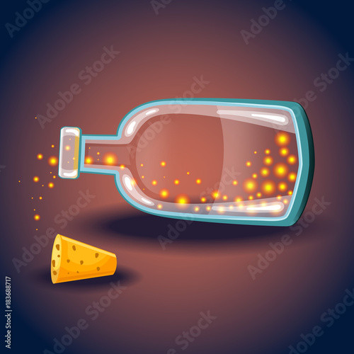 Bottle with luminous balls