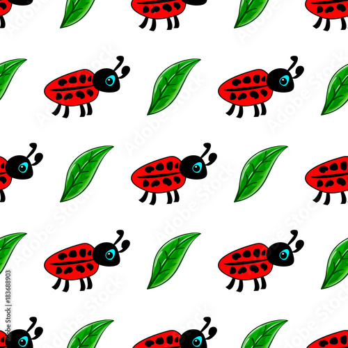 Seamless pattern with ladybug © rybakova85