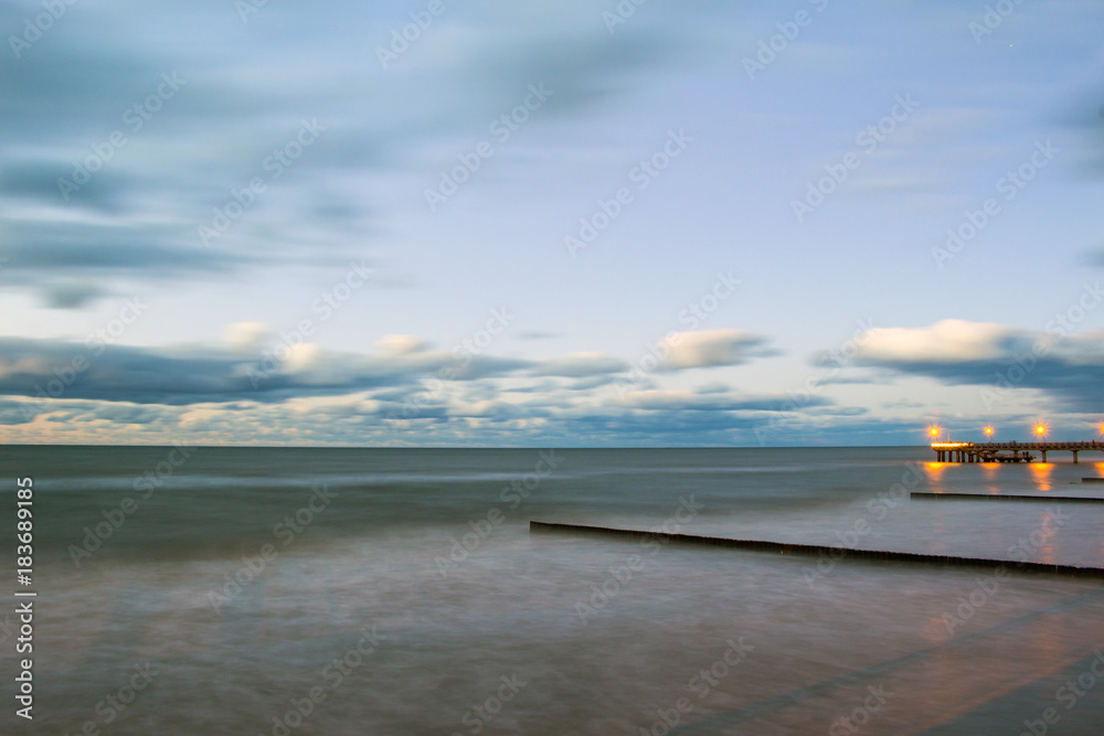 beautiful cloudy sky over the sea, long exposure