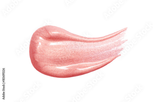 Tableau sur toile Lip gloss sample isolated on white. Smudged pink lipgloss