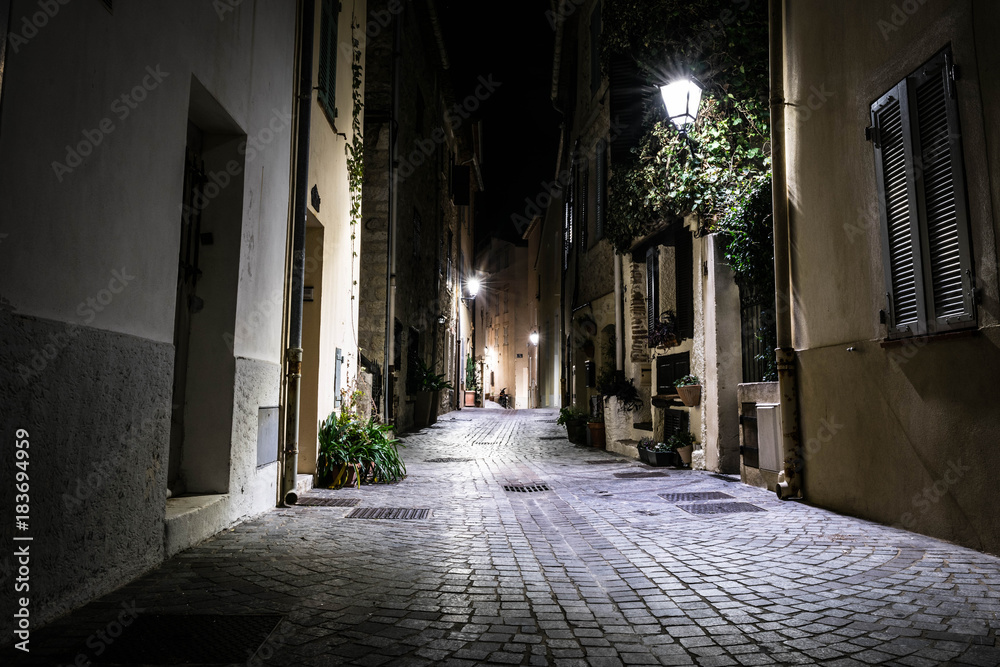 The night city of the French Riviera of France Antibes
