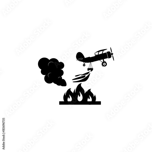 illustration of rescue firefighting plane in the air icon. Fireman element icon. Premium quality graphic design. Signs, outline symbols collection icon for websites