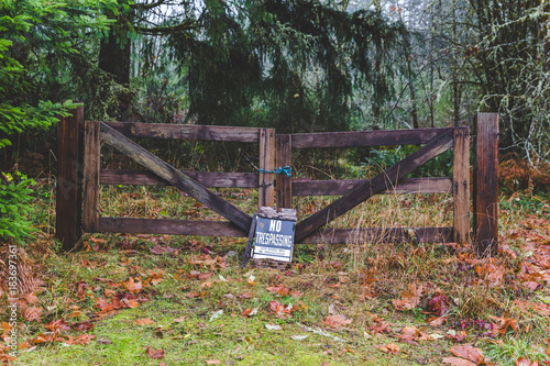 Canvas Print No Trespassing Sign on Wood Gate