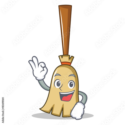 Okay broom character cartoon style