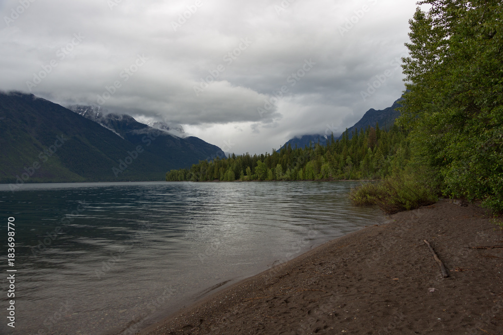 Lake McDonald at Glacier National Park with View of mountainrange