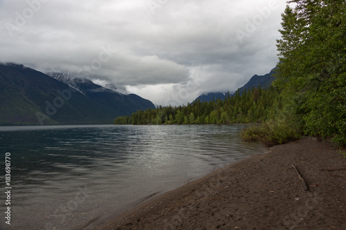 Lake McDonald at Glacier National Park with View of mountainrange