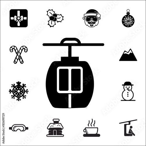 Ski cable lift icon for ski and winter sports icon. Set of elements Christmas Holiday or New Year icons. Winter time premium quality graphic design collection icons for websites photo