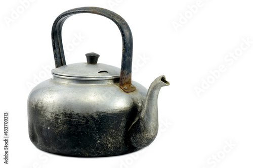 Antique Kettle isolated on white background. with clipping path