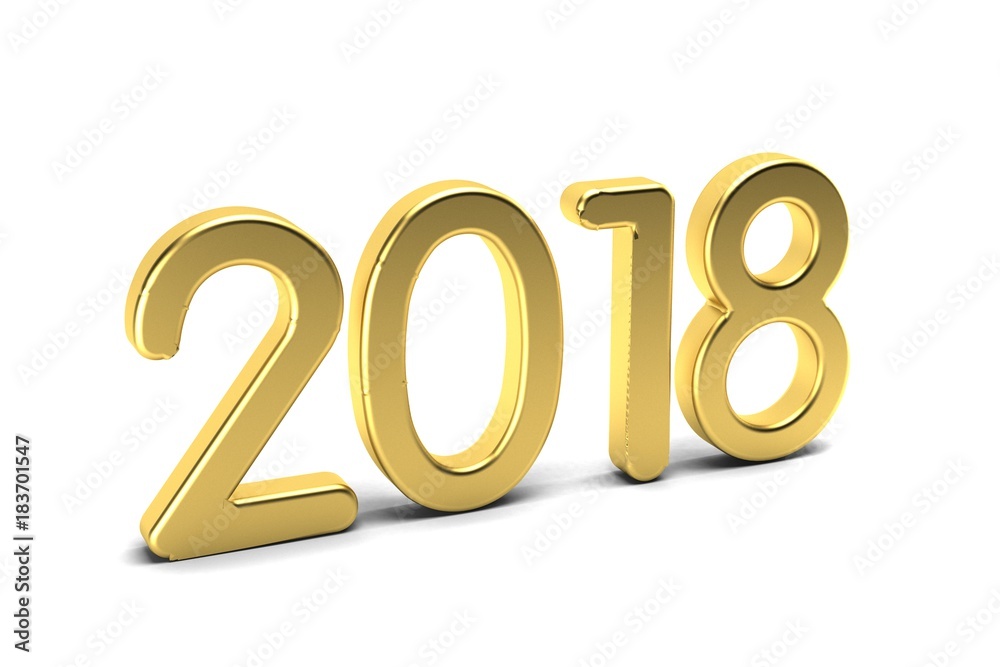 Happy New Year 2018. Golden Numbers.3D Render Illustration Happy New Year 2018. Golden Numbers.3D Render Illustration