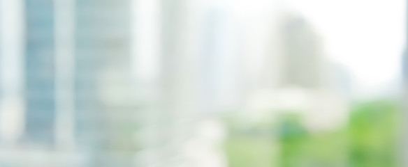 Abstract blurred image of buildings in the city, banner background