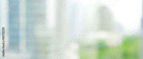 Abstract blurred image of buildings in the city, banner background