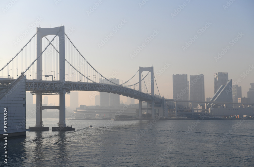 日本の東京都市風景「霞む港区などの街並みなどを望む」