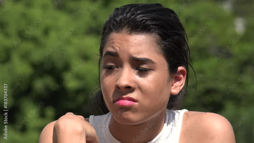 Stressed Confused Hispanic Pretty Teen Girl Stressed Confused Hispanic Pretty Teen Girl