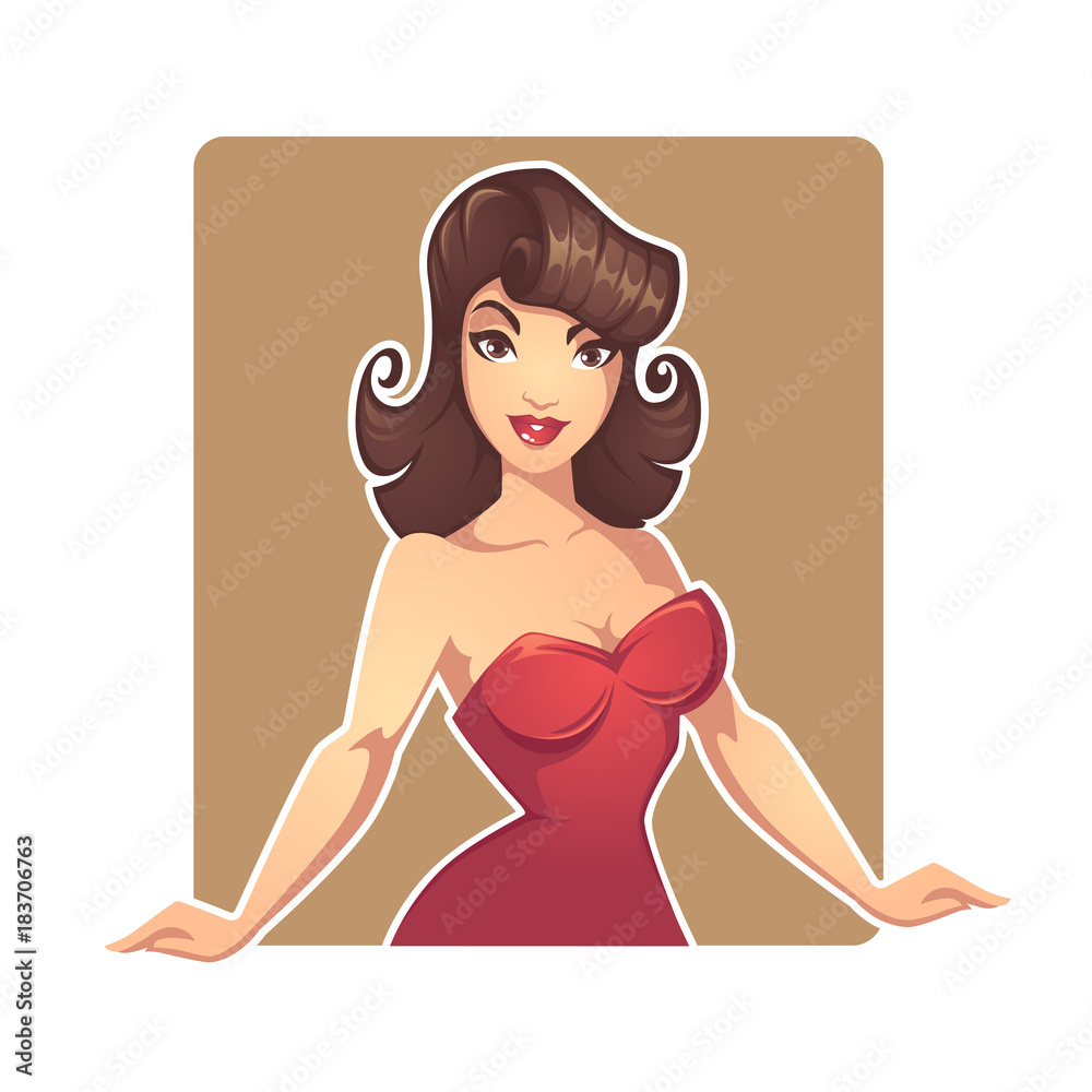 beautiful cartoon pinup cartoon lady dealer for your casino or shop project  Stock Vector | Adobe Stock
