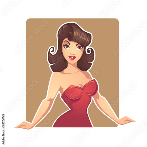 beautiful cartoon pinup cartoon lady dealer for your casino or shop project