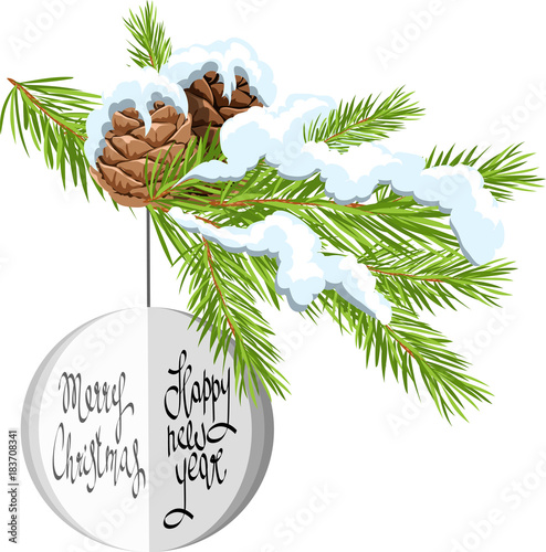 Christmas illustration. spruce and cones