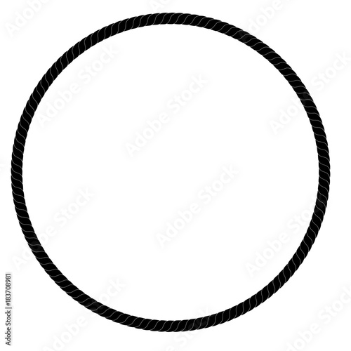 Circle Frame from Black rope for Your Element Design, Isolated on White 