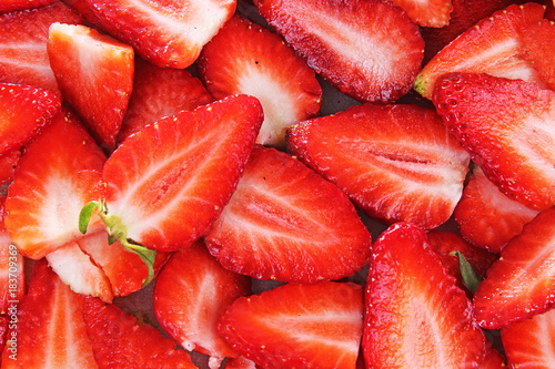 Red sweet strawberry texture as background. Strawberries pattern red whole big strawberries. Foog photo.