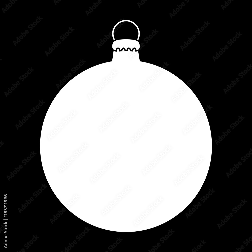Simple Bauble outline for christmas tree isolated on black background Simple Bauble outline for christmas tree isolated on black background