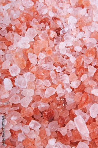 Himalayan pink rose colored natural salt. Himalayan salt crystals texture pat...