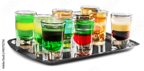 Alcohol in Shot Glasses Isolated