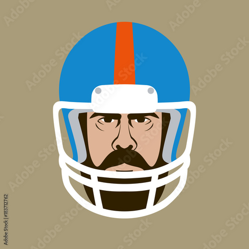 American Football man in helmet  vector illustration flat style front