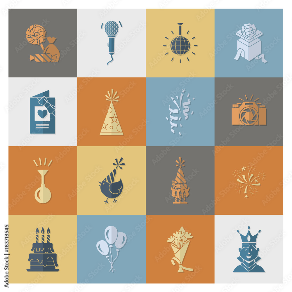 Happy Birthday Icons Set Happy Birthday Icons Set