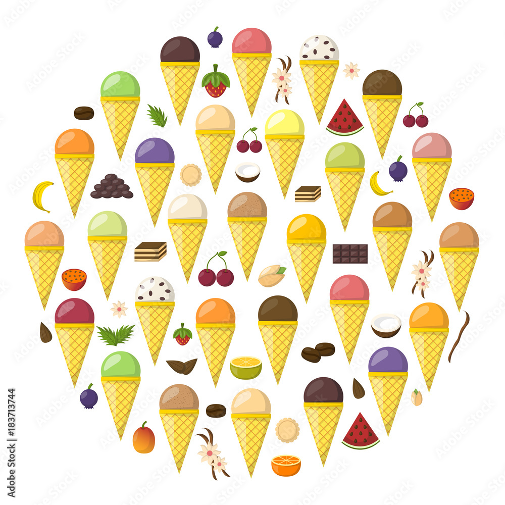 Vector cartoon ice cream background Vector cartoon ice cream background