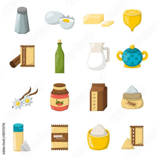 Vector cartoon baking ingredients