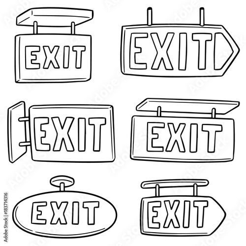 vector set of exit sign