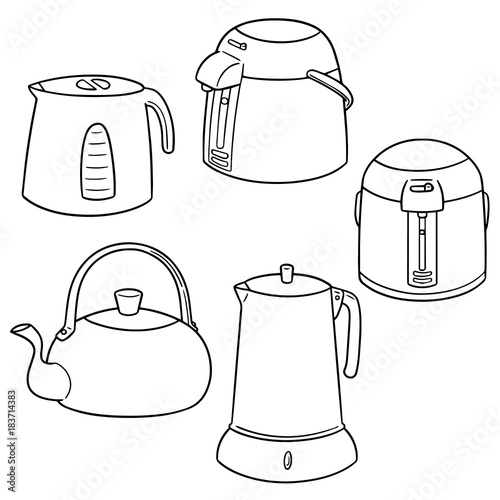 vector set of kettle