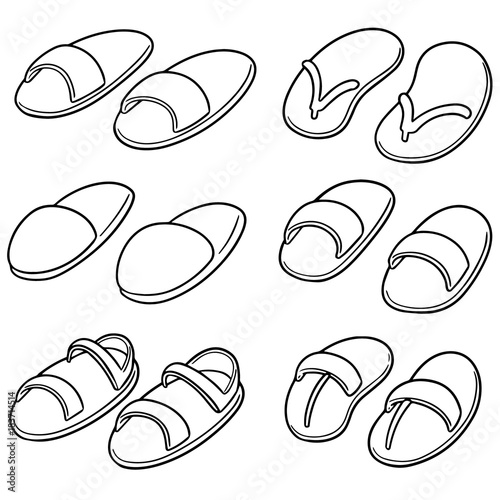 vector set of slippers