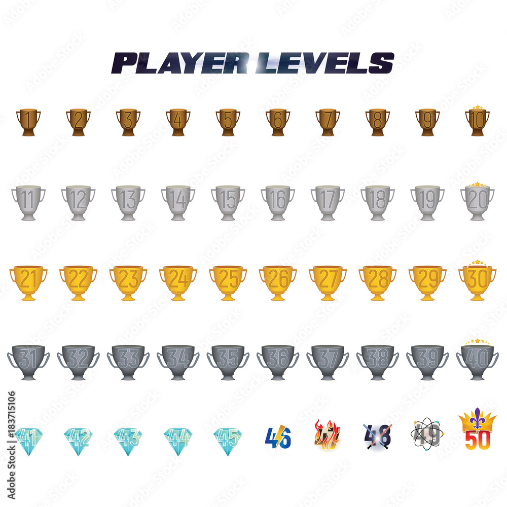 Fototapeta premium Player Levels from 1 to 50 useful in the gaming industry